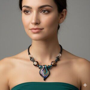 Multicolor Glass Pendant Necklace